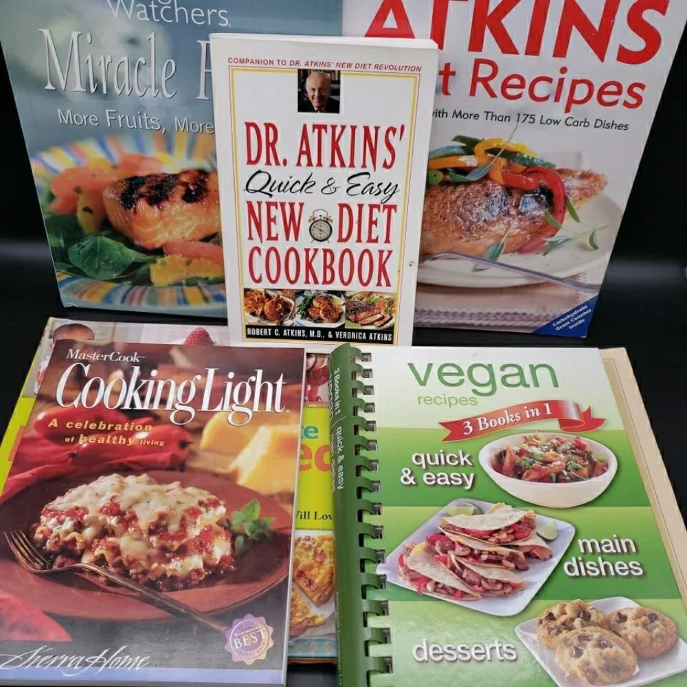 Lot of 7 Health Diet Cookbooks Atkins Vegan Tofu WW Cooking Light Variety